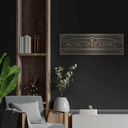 Luxe Metal Art 'Now Streaming' by JJ Brando, Metal Wall Art,36x12