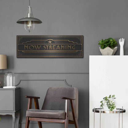 Luxe Metal Art 'Now Streaming' by JJ Brando, Metal Wall Art,36x12
