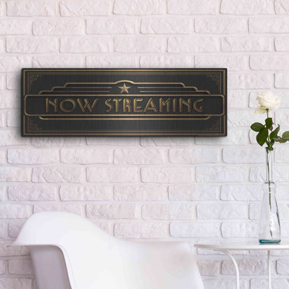 Luxe Metal Art 'Now Streaming' by JJ Brando, Metal Wall Art,36x12