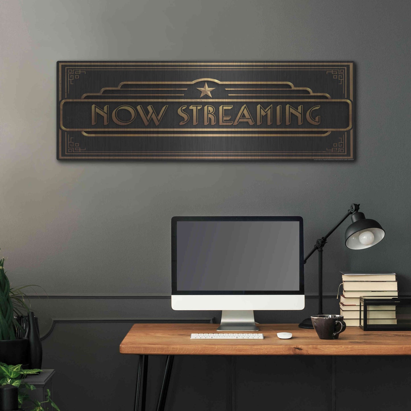 Luxe Metal Art 'Now Streaming' by JJ Brando, Metal Wall Art,48x16