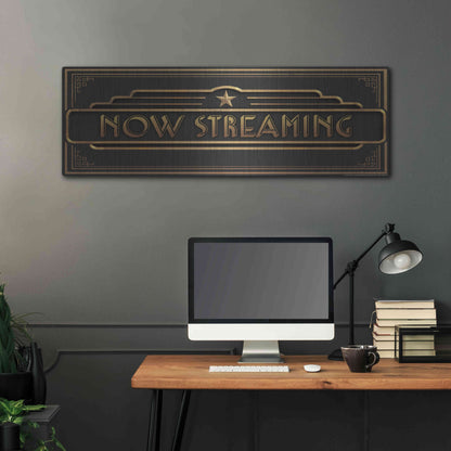 Luxe Metal Art 'Now Streaming' by JJ Brando, Metal Wall Art,48x16