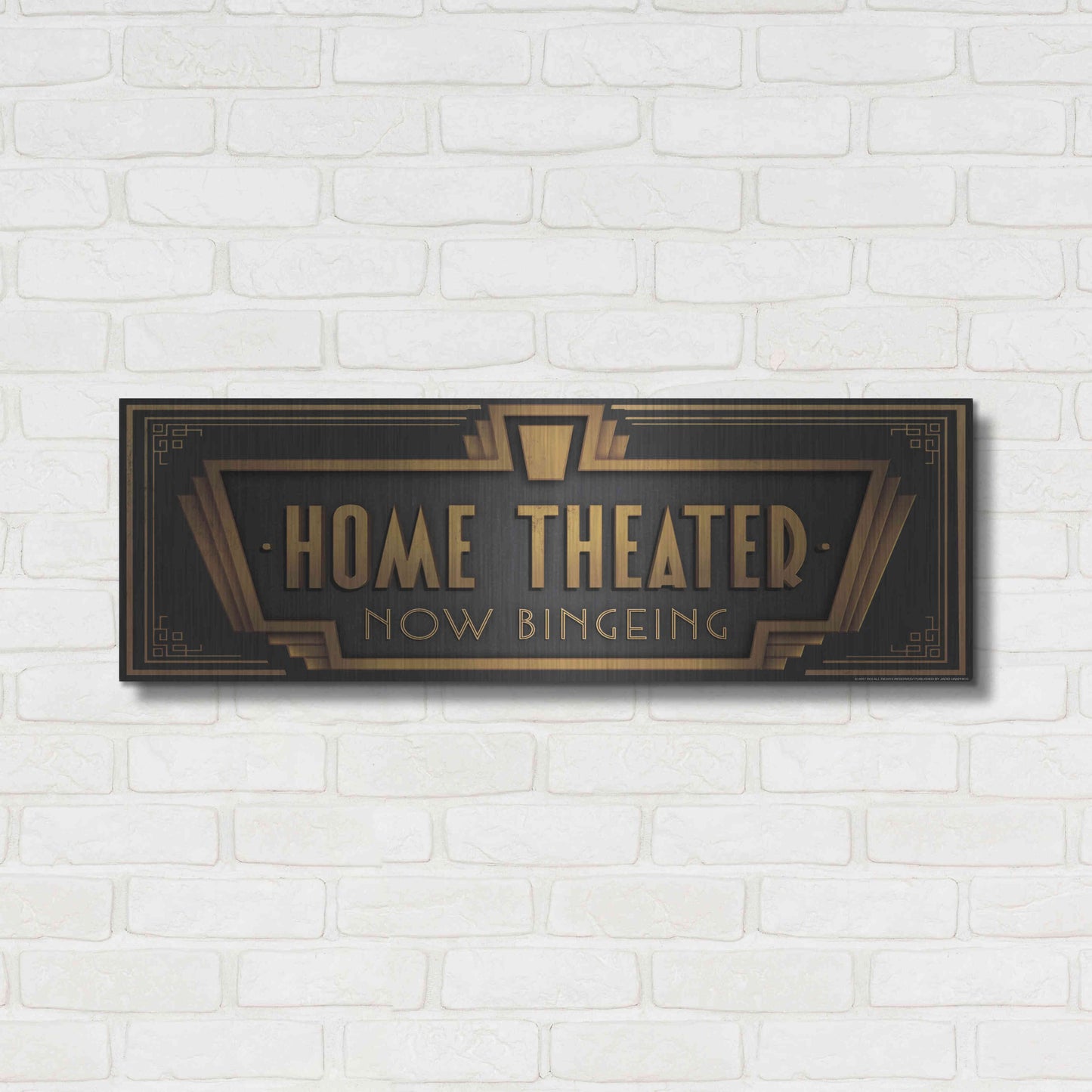 Luxe Metal Art 'Home Theater' by JJ Brando, Metal Wall Art,36x12