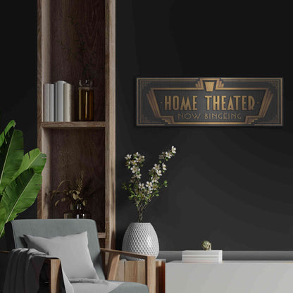 Luxe Metal Art 'Home Theater' by JJ Brando, Metal Wall Art,36x12