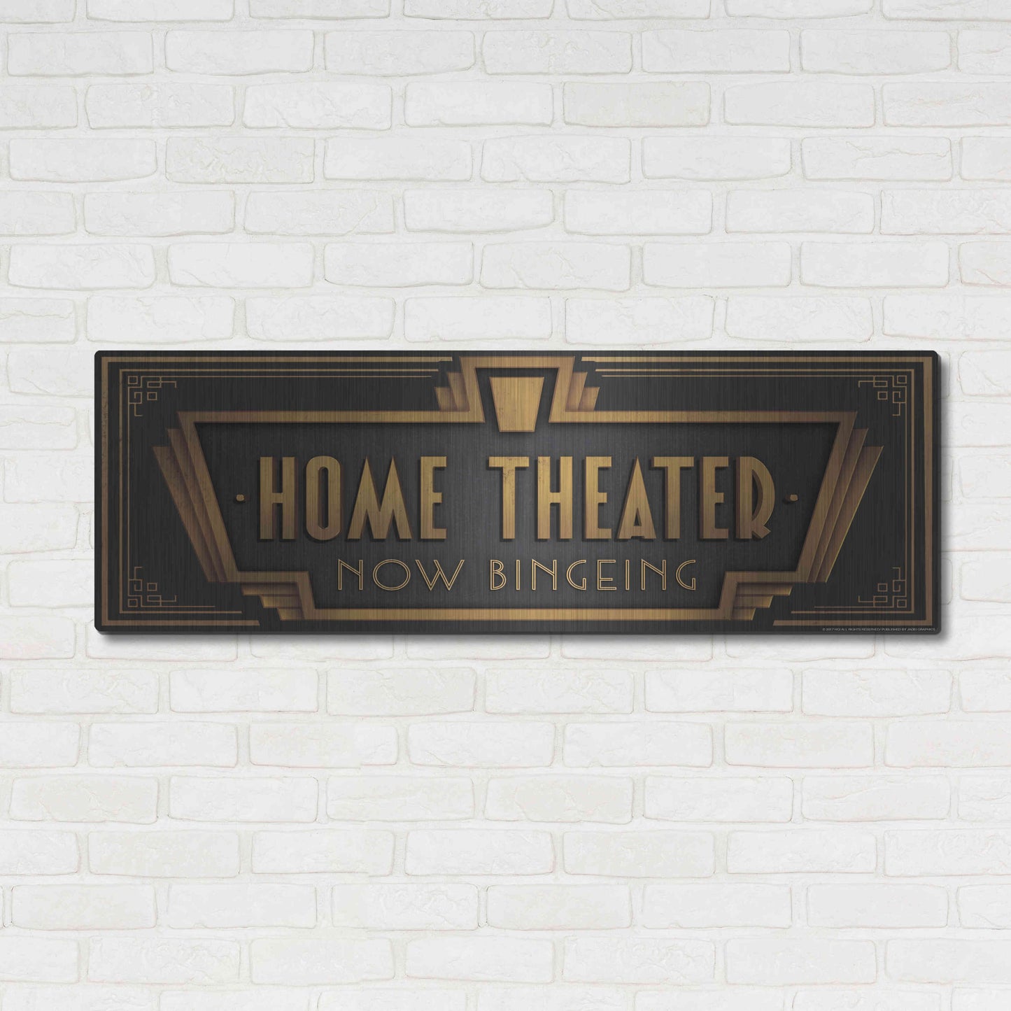 Luxe Metal Art 'Home Theater' by JJ Brando, Metal Wall Art,48x16