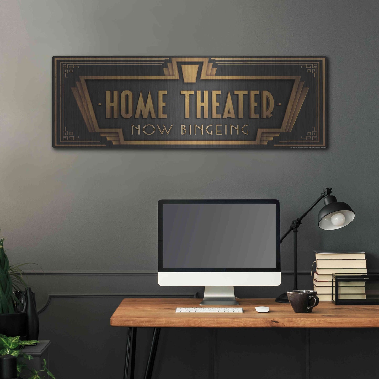 Luxe Metal Art 'Home Theater' by JJ Brando, Metal Wall Art,48x16
