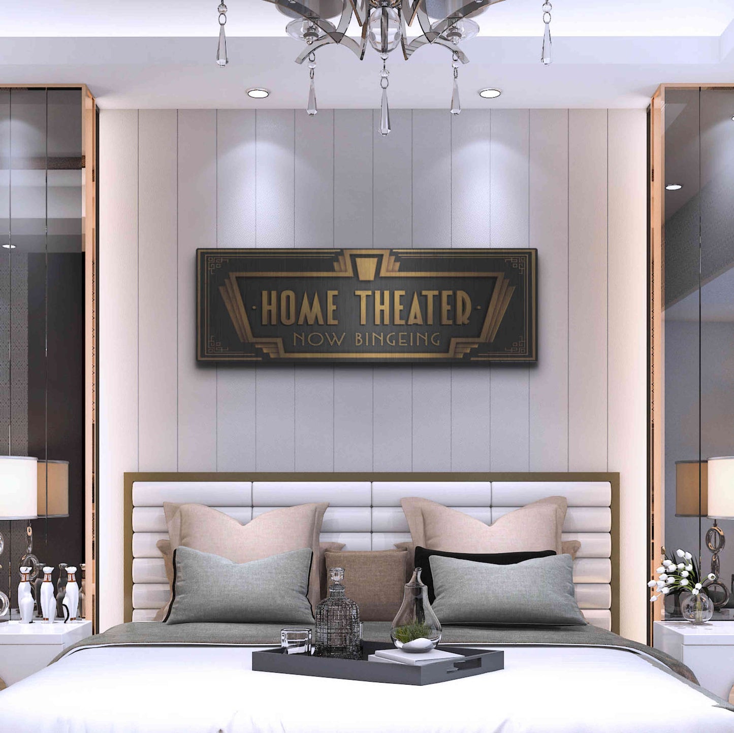 Luxe Metal Art 'Home Theater' by JJ Brando, Metal Wall Art,48x16