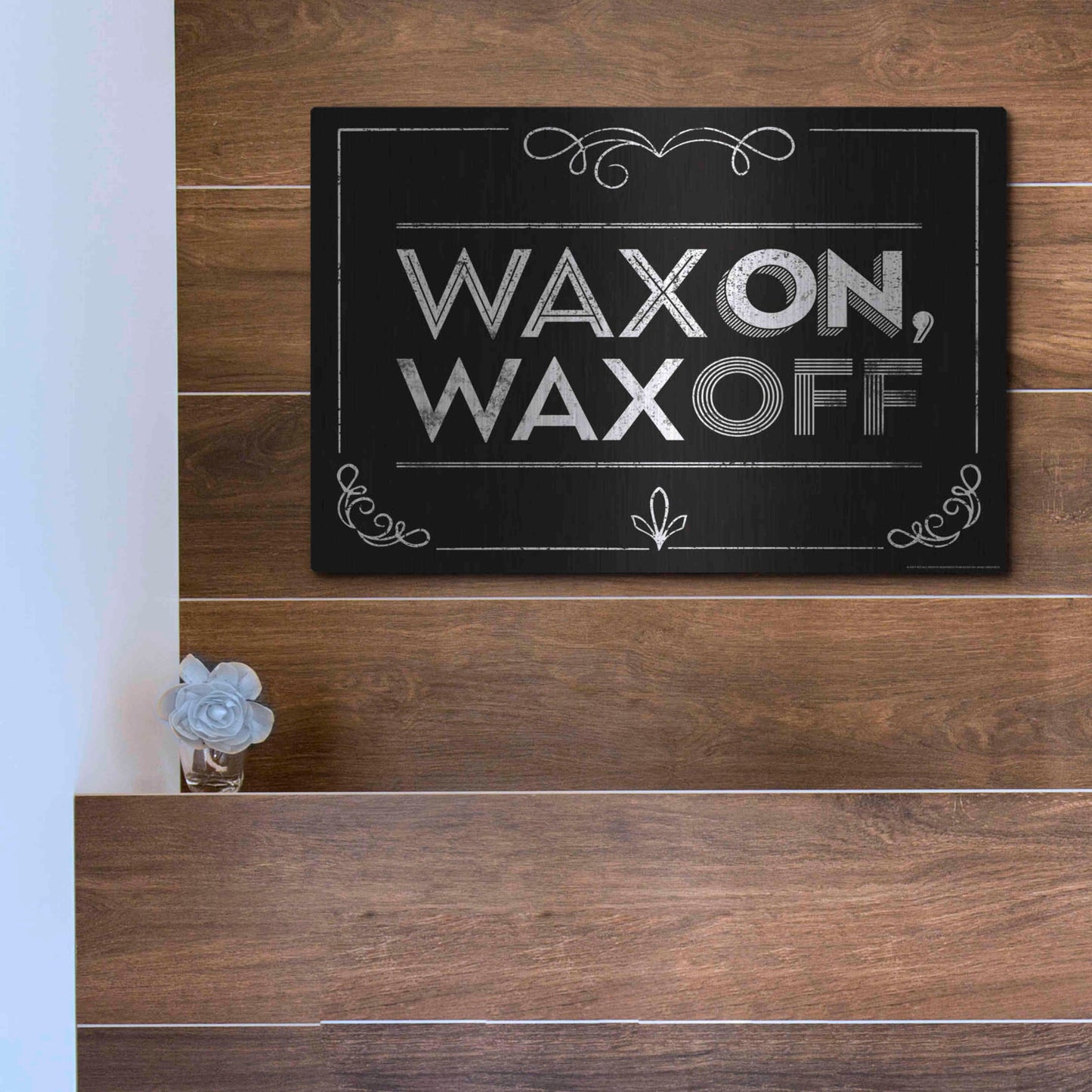 Luxe Metal Art 'Wax On' by JJ Brando, Metal Wall Art,16x12