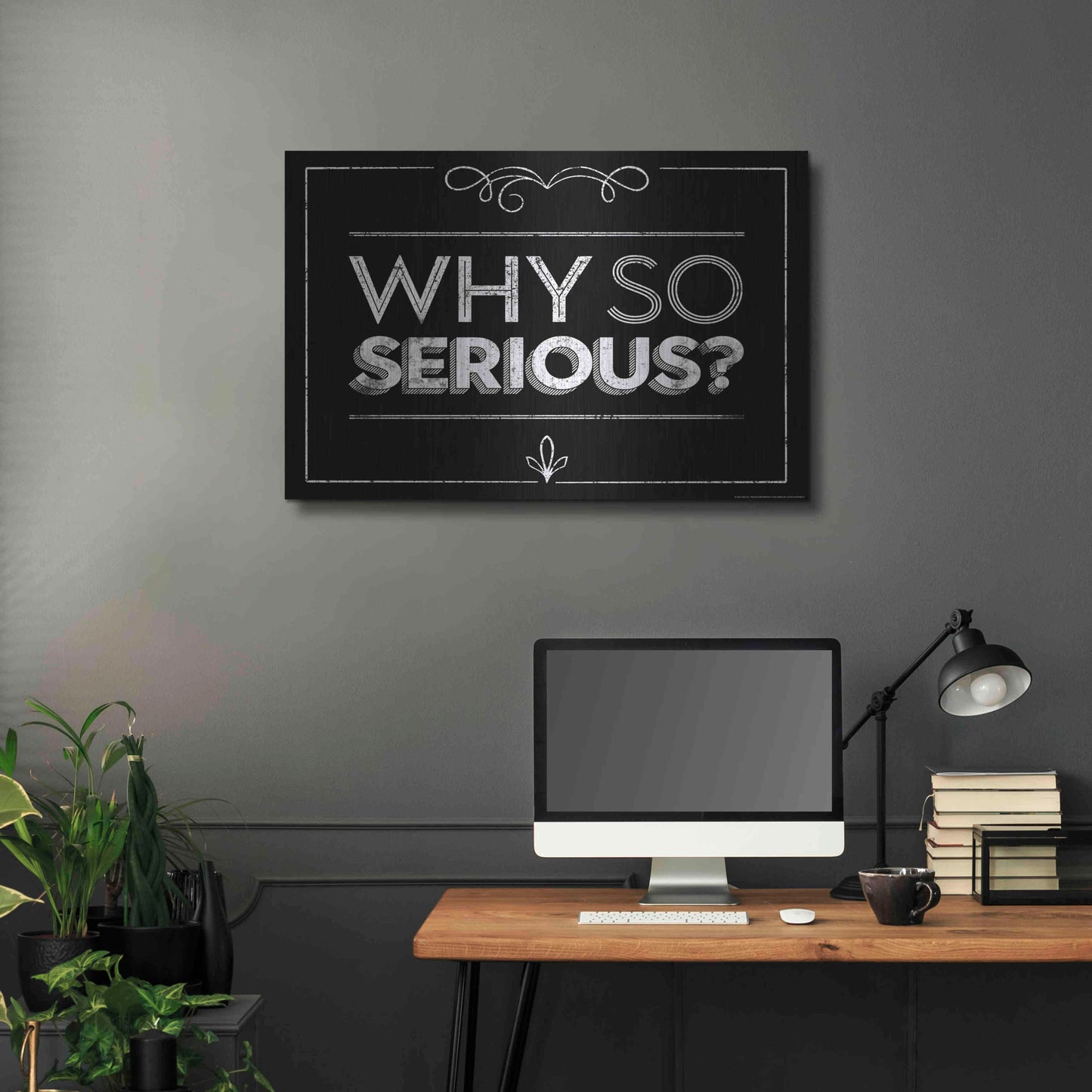 Luxe Metal Art 'Why So Serious' by JJ Brando, Metal Wall Art,36x24
