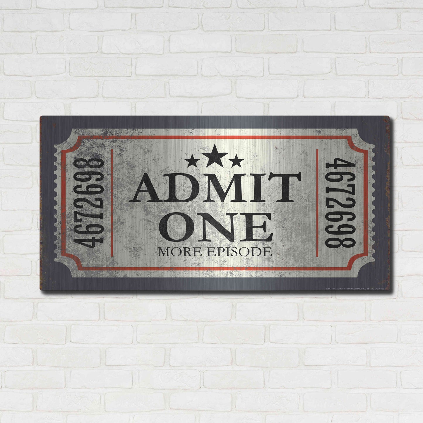 Luxe Metal Art 'Admit One' by JJ Brando, Metal Wall Art,48x24