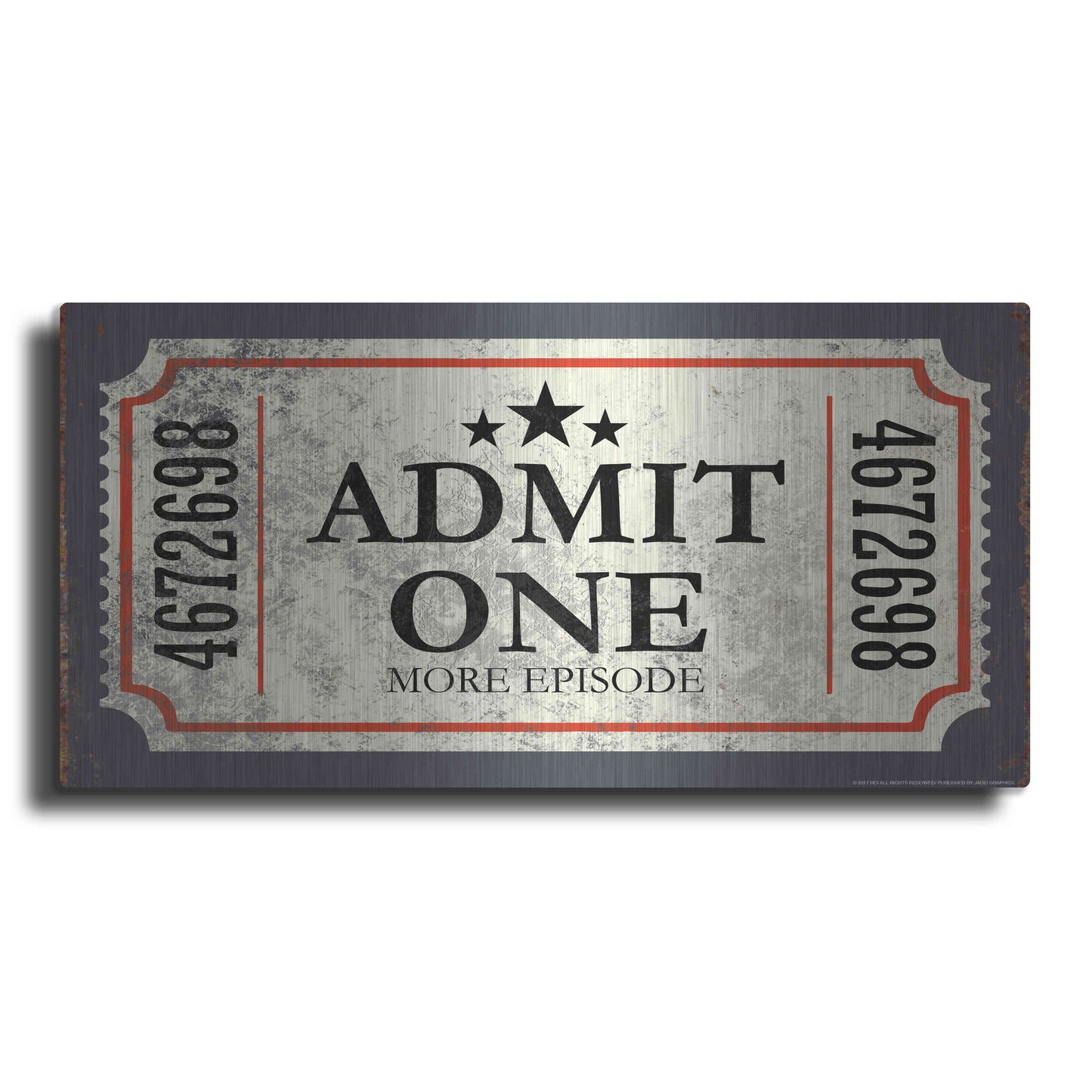 Luxe Metal Art 'Admit One' by JJ Brando, Metal Wall Art