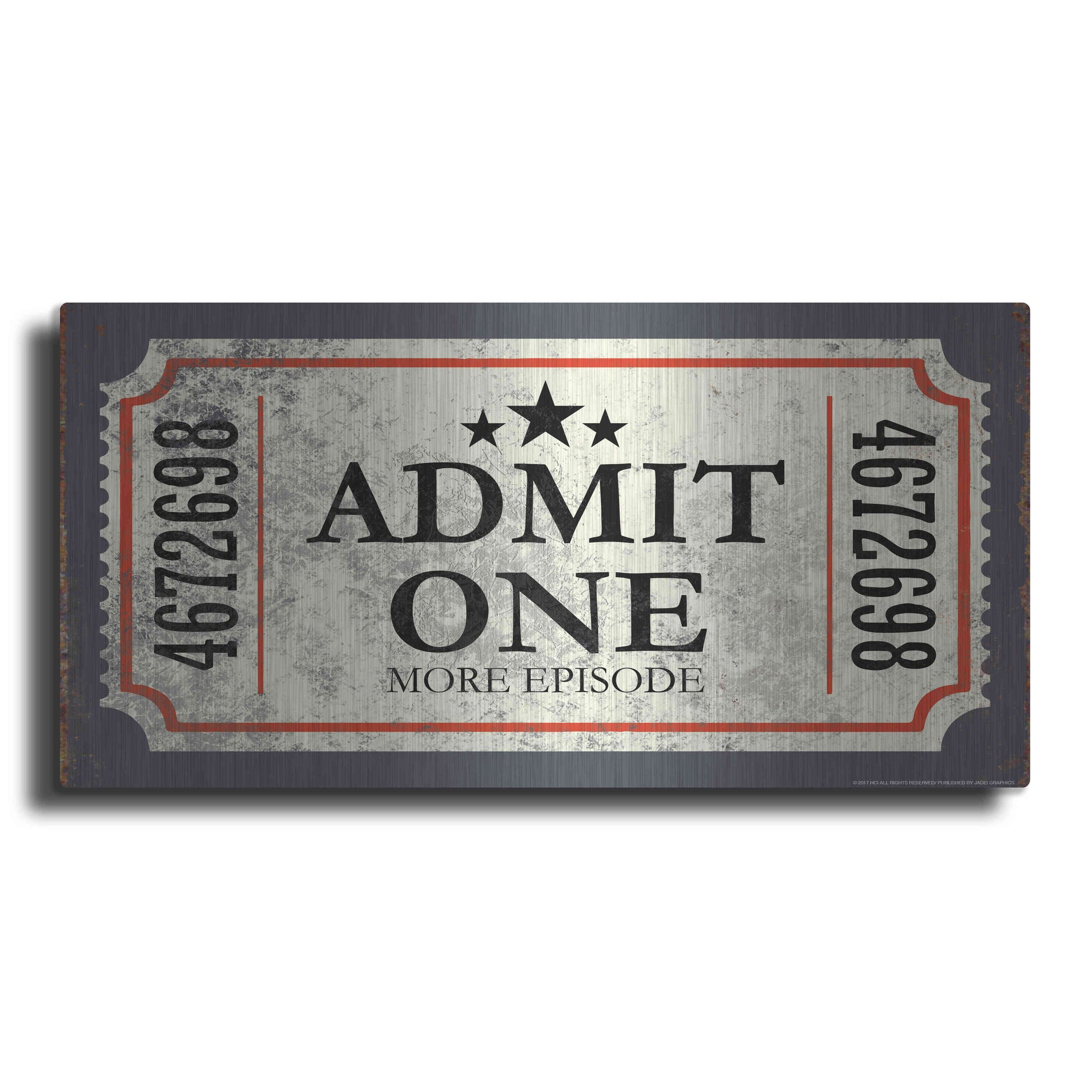 Luxe Metal Art 'Admit One' by JJ Brando, Metal Wall Art