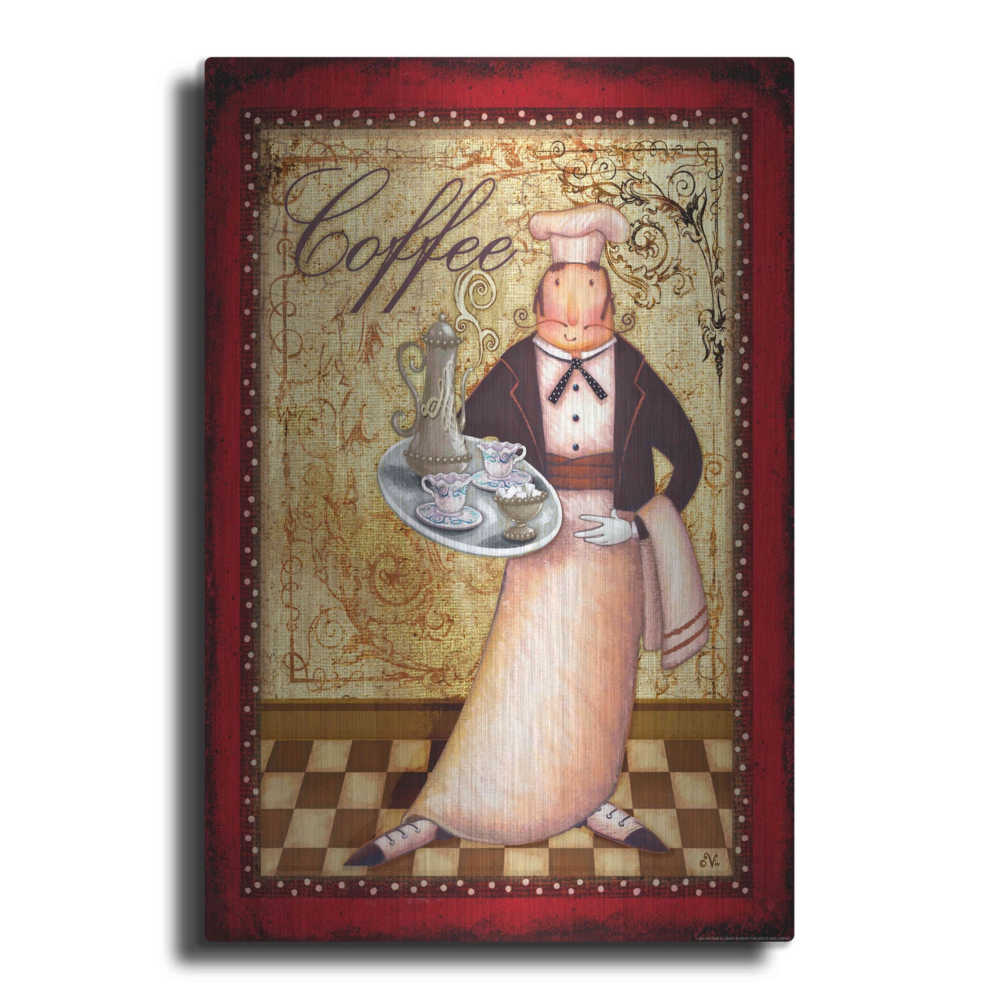 Luxe Metal Art 'Chef 1 Coffee' by Viv Eisner, Metal Wall Art