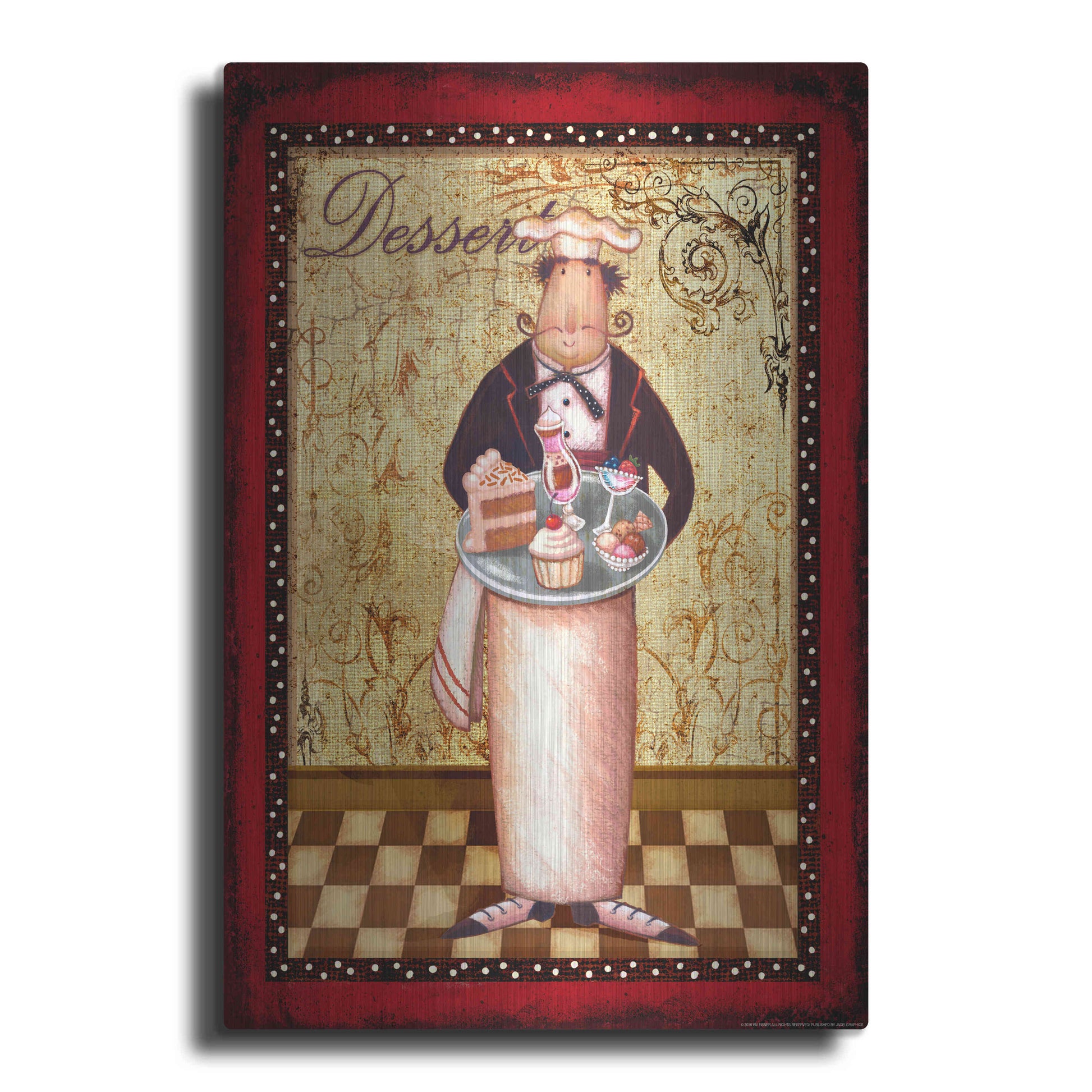 Luxe Metal Art 'Chef 2 Dessert' by Viv Eisner, Metal Wall Art