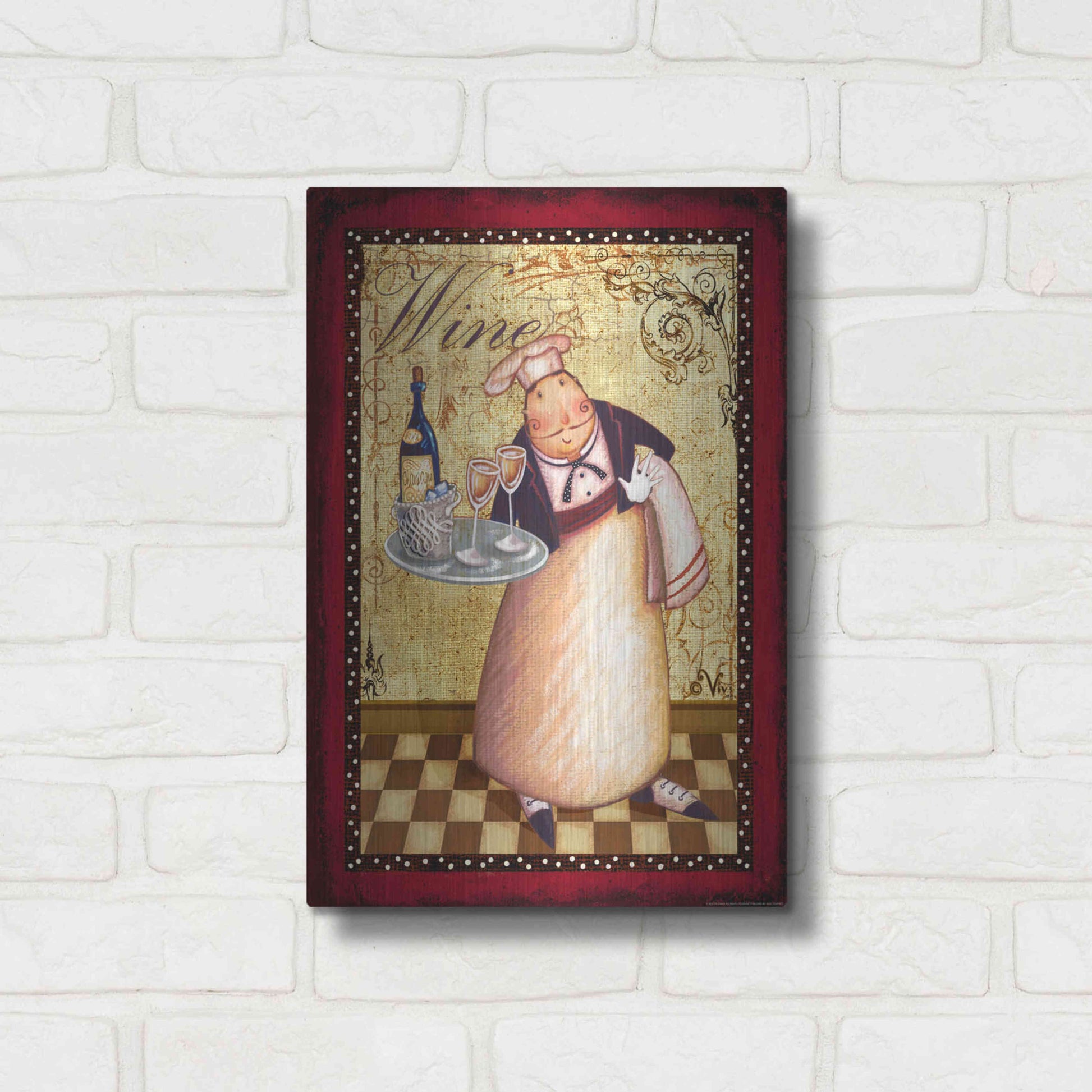 Luxe Metal Art 'Chef 4 Wine' by Viv Eisner, Metal Wall Art,12x16