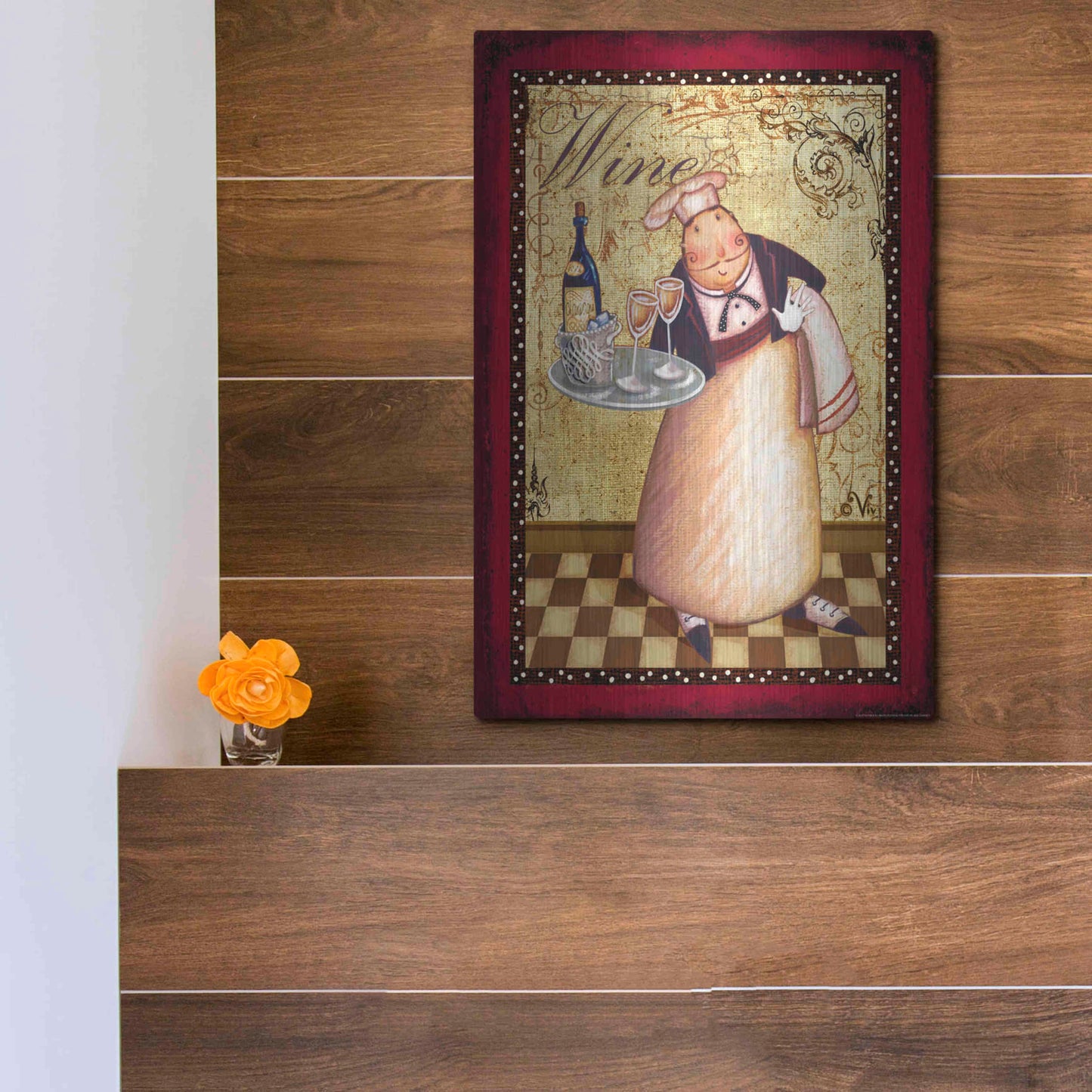 Luxe Metal Art 'Chef 4 Wine' by Viv Eisner, Metal Wall Art,12x16