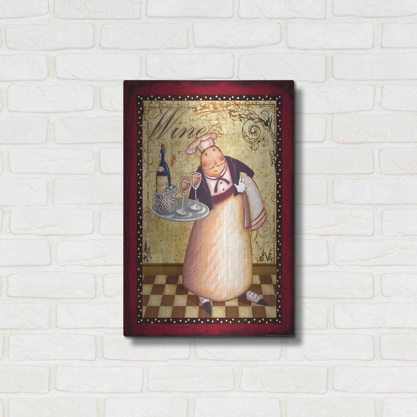 Luxe Metal Art 'Chef 4 Wine' by Viv Eisner, Metal Wall Art,16x24