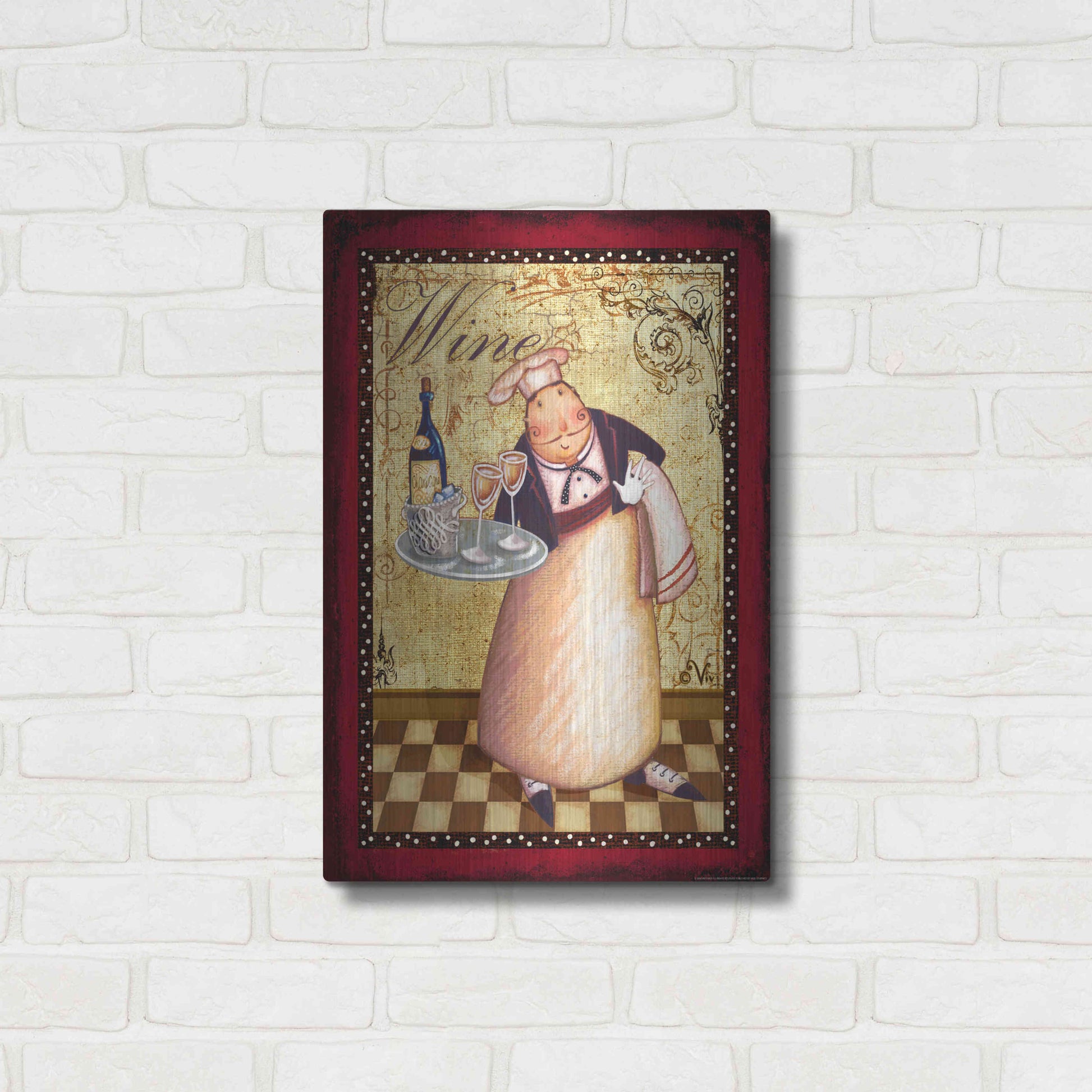 Luxe Metal Art 'Chef 4 Wine' by Viv Eisner, Metal Wall Art,16x24