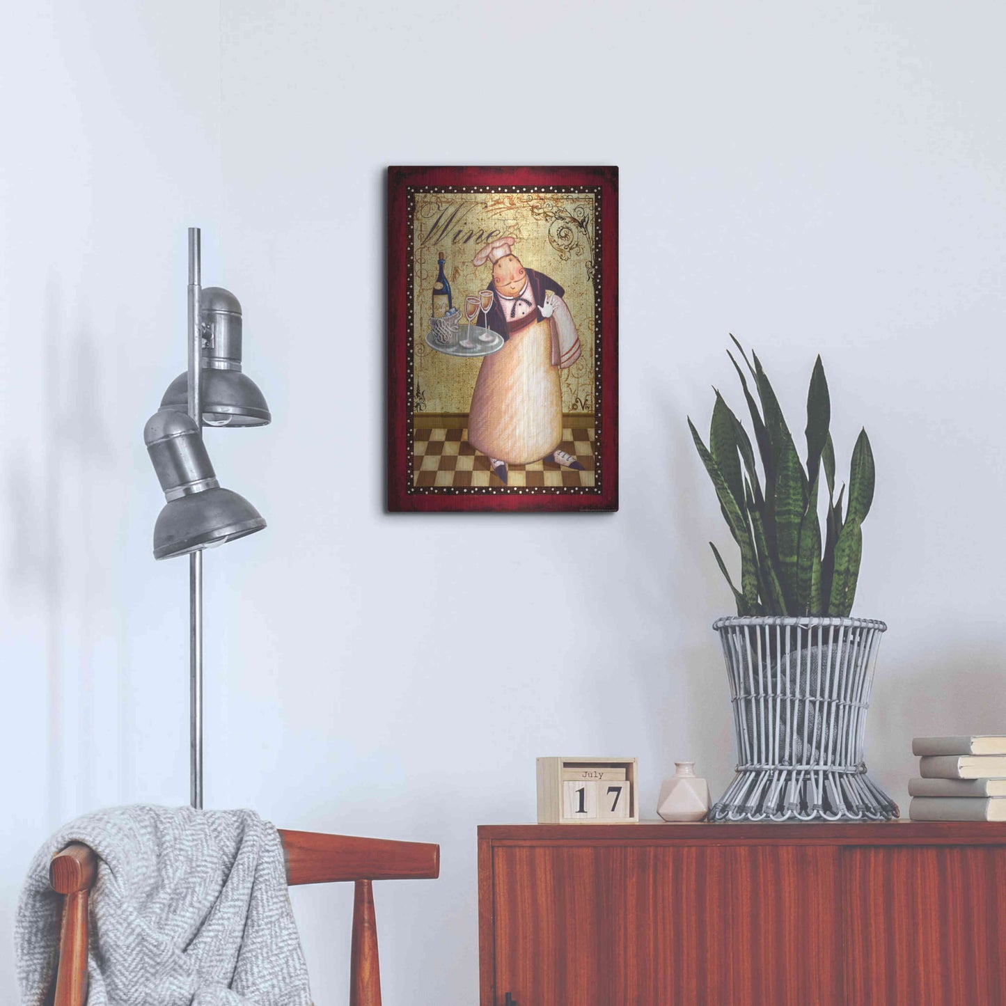 Luxe Metal Art 'Chef 4 Wine' by Viv Eisner, Metal Wall Art,16x24