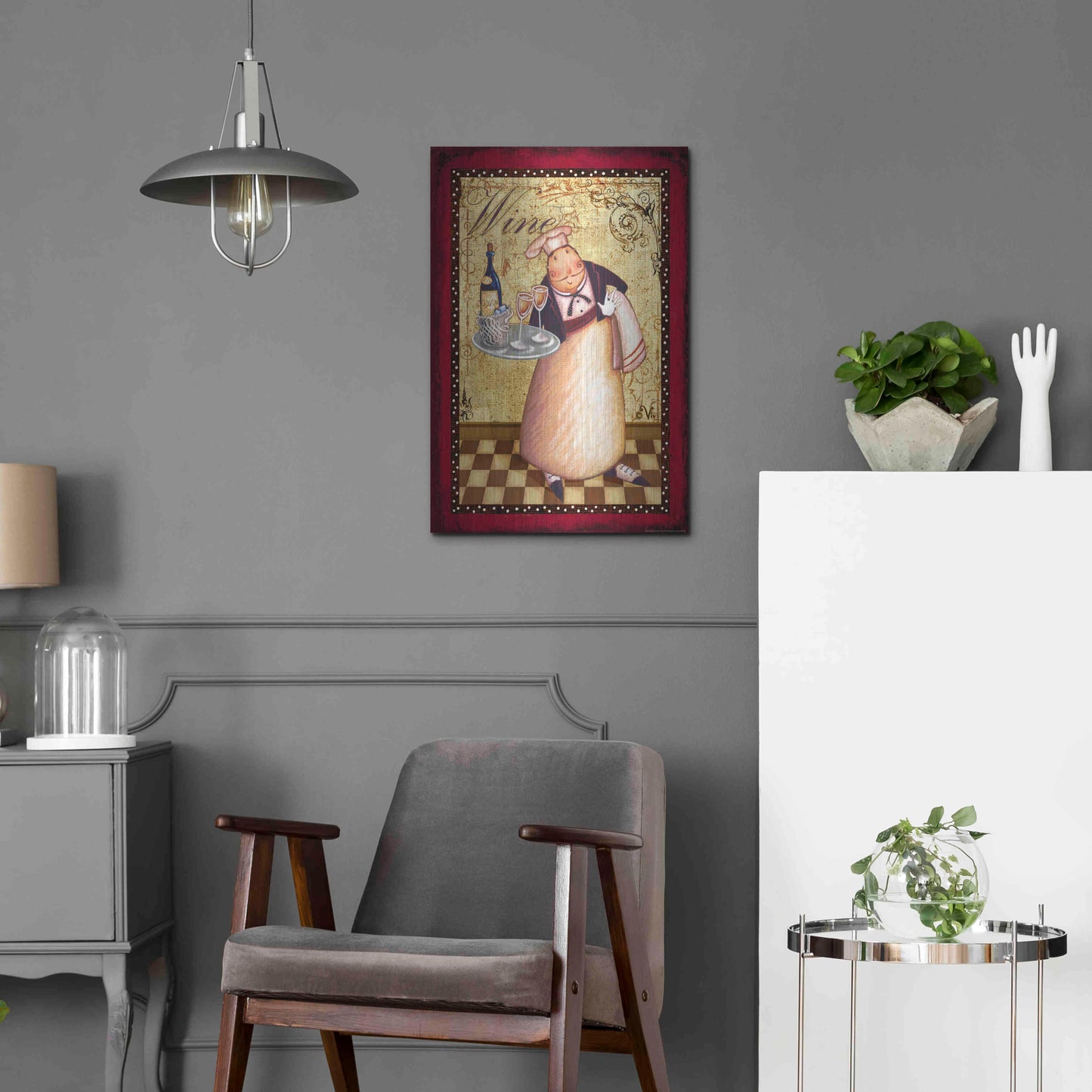 Luxe Metal Art 'Chef 4 Wine' by Viv Eisner, Metal Wall Art,16x24