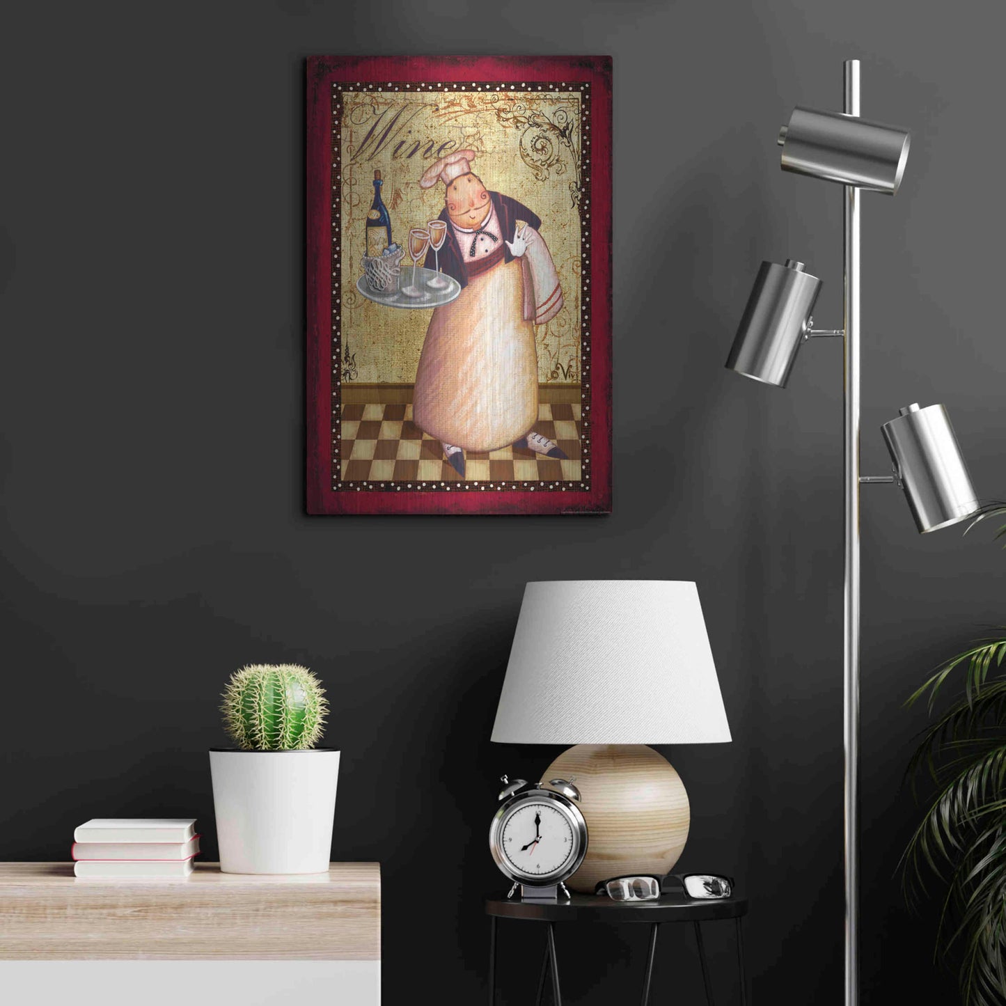 Luxe Metal Art 'Chef 4 Wine' by Viv Eisner, Metal Wall Art,16x24