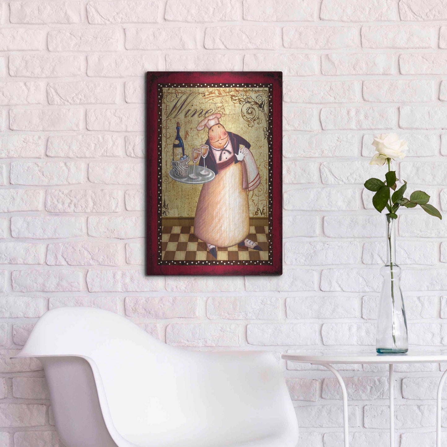 Luxe Metal Art 'Chef 4 Wine' by Viv Eisner, Metal Wall Art,16x24