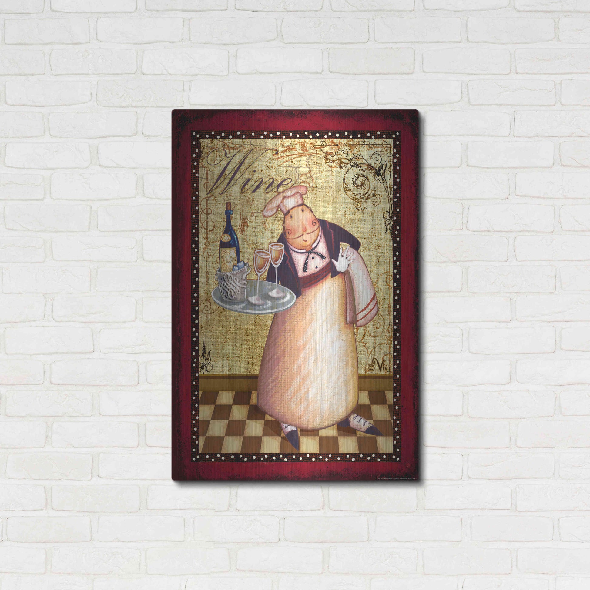 Luxe Metal Art 'Chef 4 Wine' by Viv Eisner, Metal Wall Art,24x36