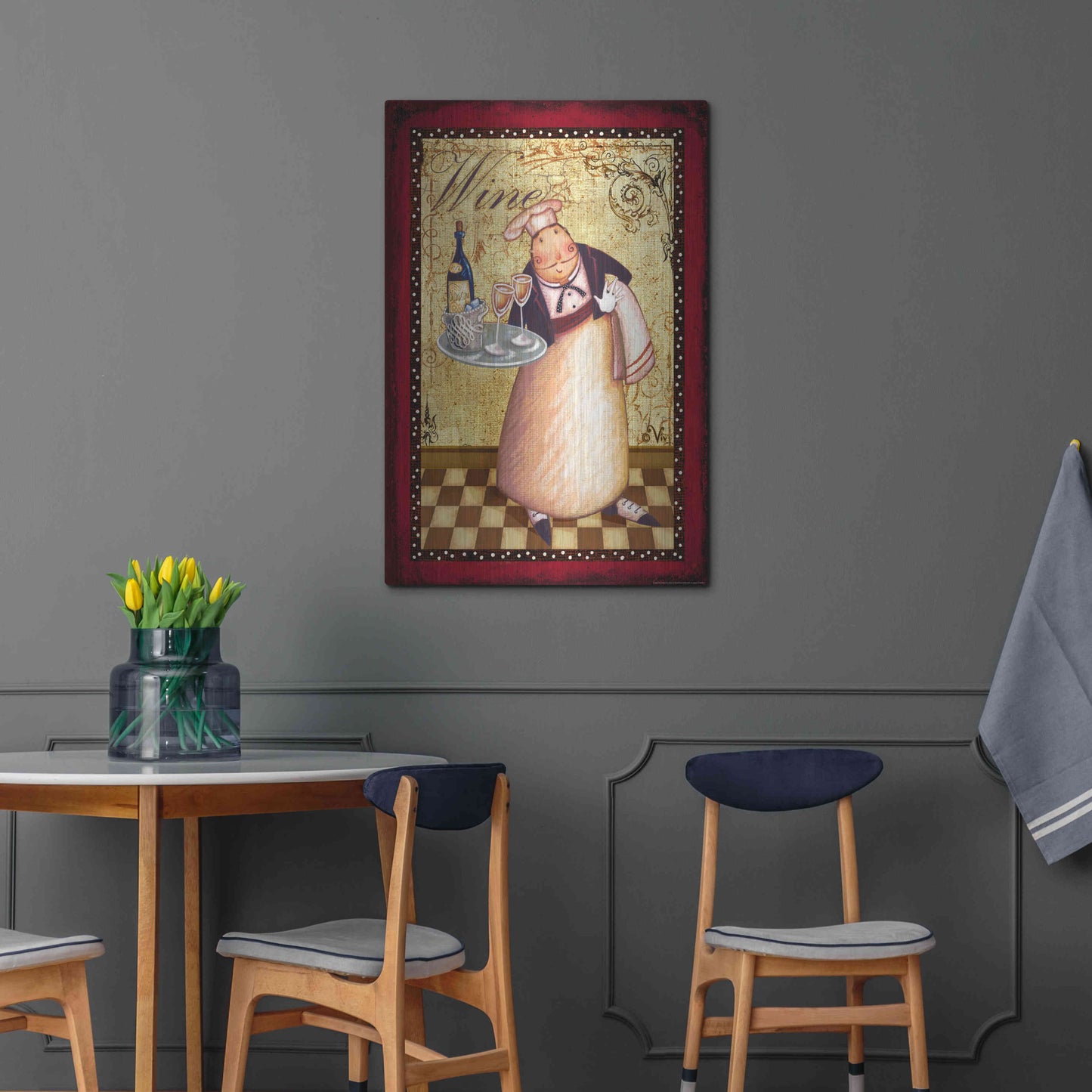 Luxe Metal Art 'Chef 4 Wine' by Viv Eisner, Metal Wall Art,24x36