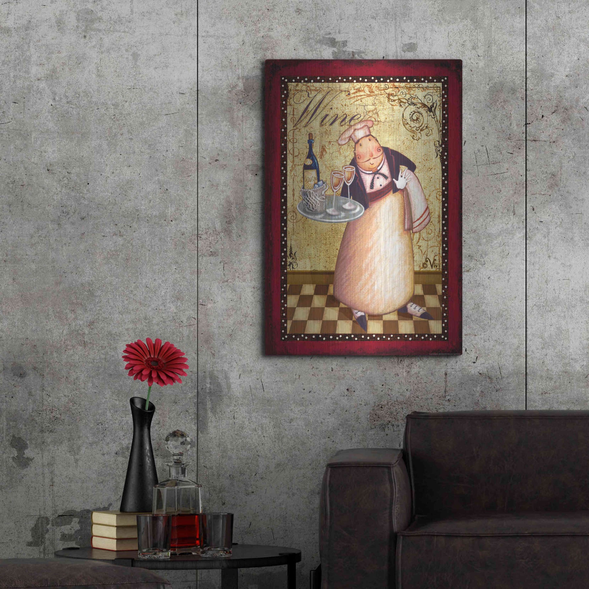 Luxe Metal Art 'Chef 4 Wine' by Viv Eisner, Metal Wall Art,24x36