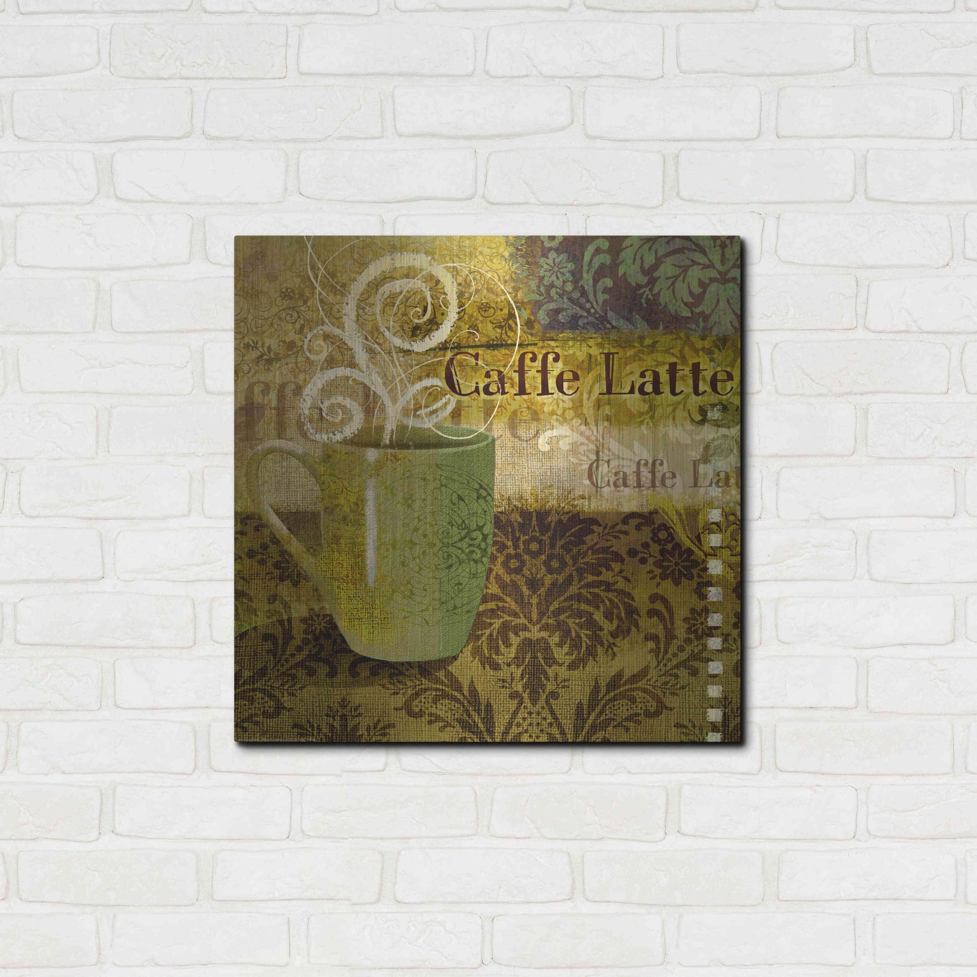 Luxe Metal Art 'Coffee 1 Latte' by Viv Eisner, Metal Wall Art,24x24