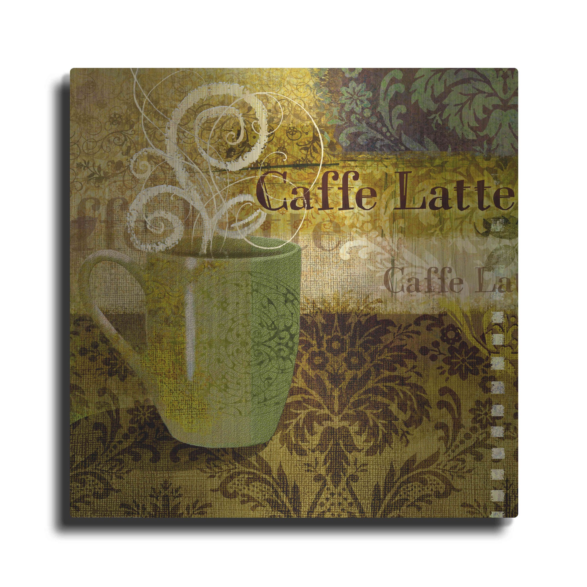 Luxe Metal Art 'Coffee 1 Latte' by Viv Eisner, Metal Wall Art