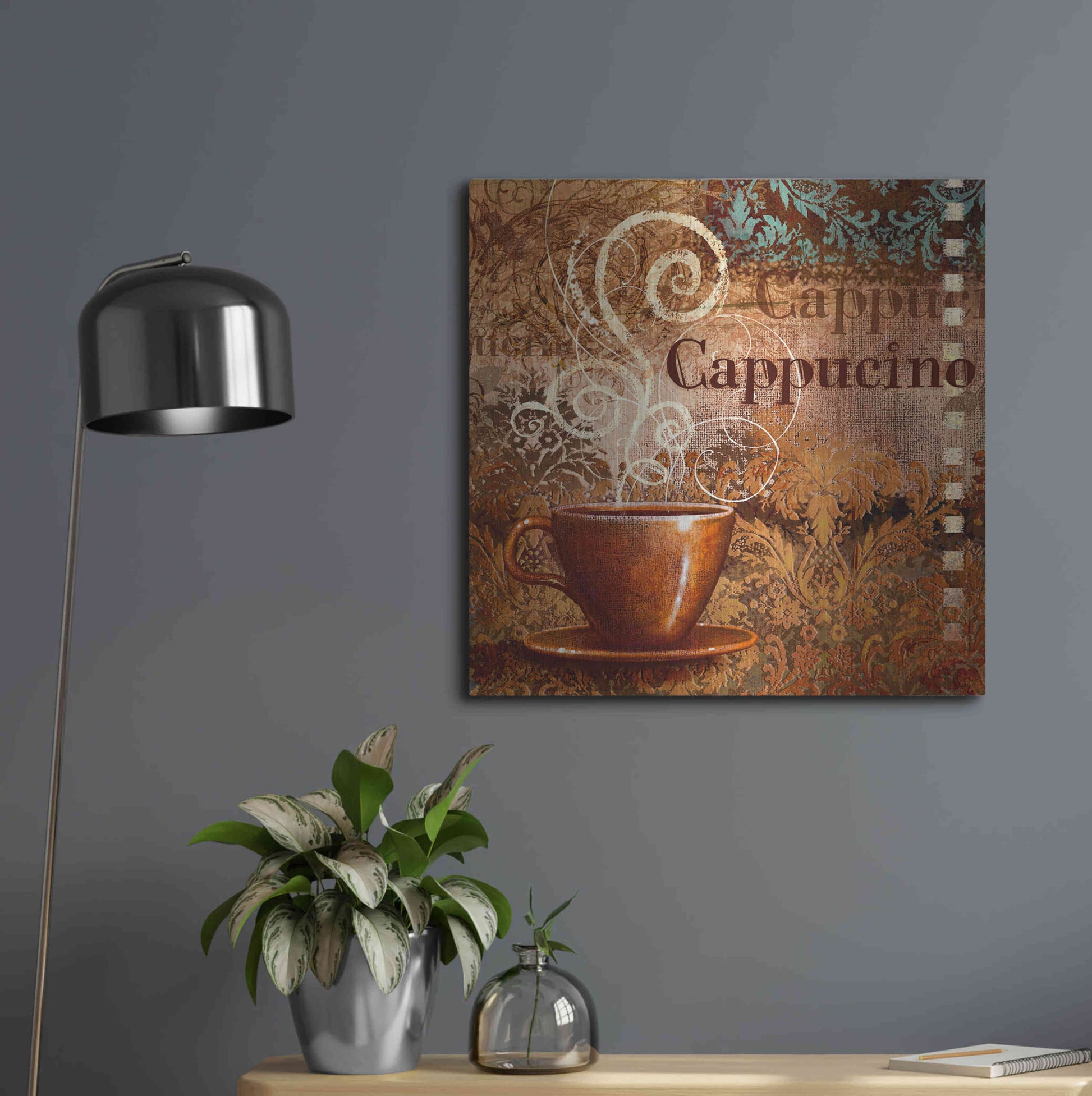 Luxe Metal Art 'Coffee 2 Cappuccino' by Viv Eisner, Metal Wall Art,24x24