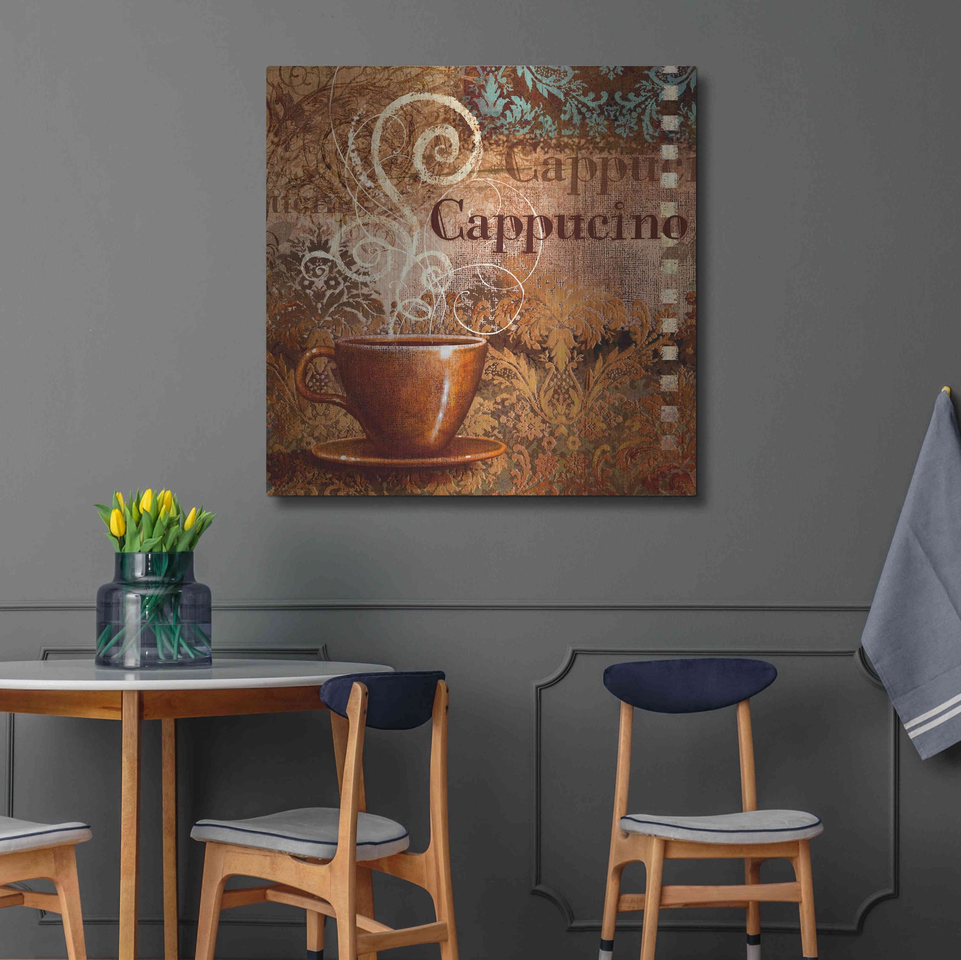 Luxe Metal Art 'Coffee 2 Cappuccino' by Viv Eisner, Metal Wall Art,36x36