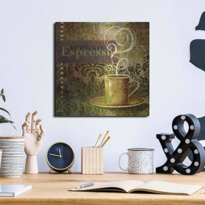 Luxe Metal Art 'Coffee 3 Espresso' by Viv Eisner, Metal Wall Art,12x12