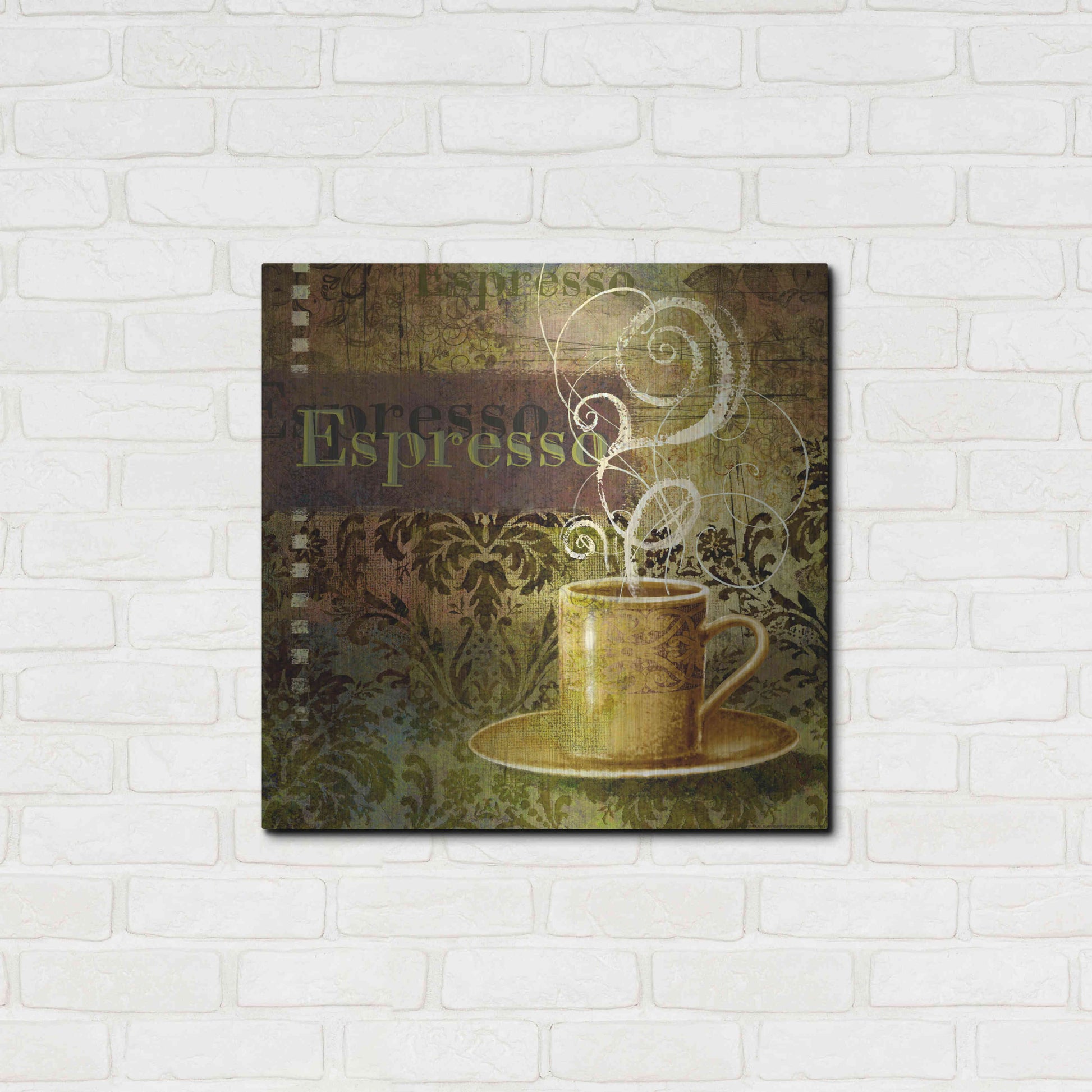 Luxe Metal Art 'Coffee 3 Espresso' by Viv Eisner, Metal Wall Art,24x24