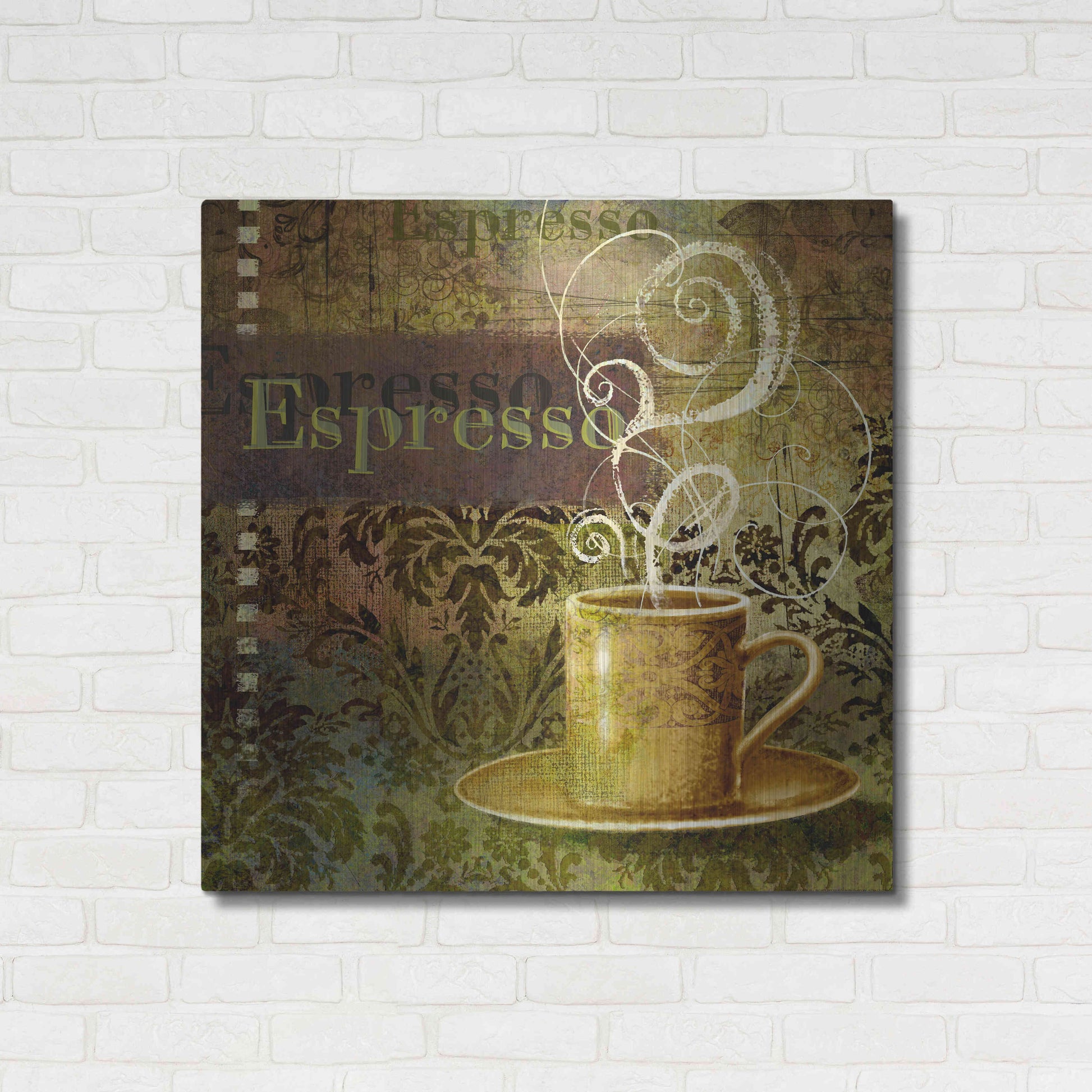 Luxe Metal Art 'Coffee 3 Espresso' by Viv Eisner, Metal Wall Art,36x36