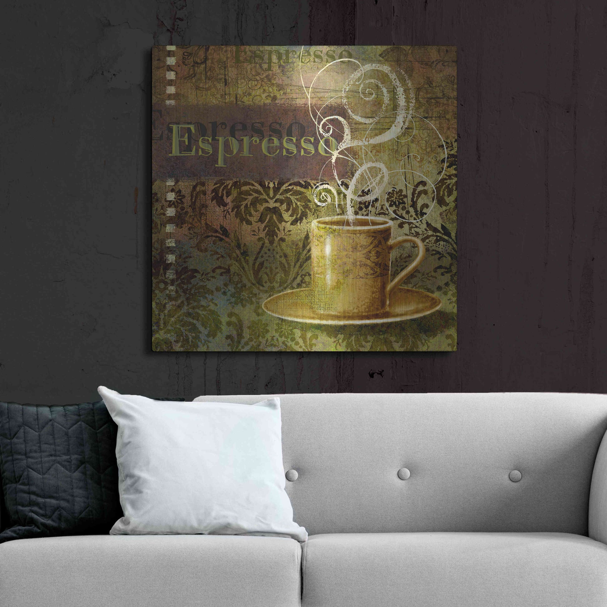 Luxe Metal Art 'Coffee 3 Espresso' by Viv Eisner, Metal Wall Art,36x36