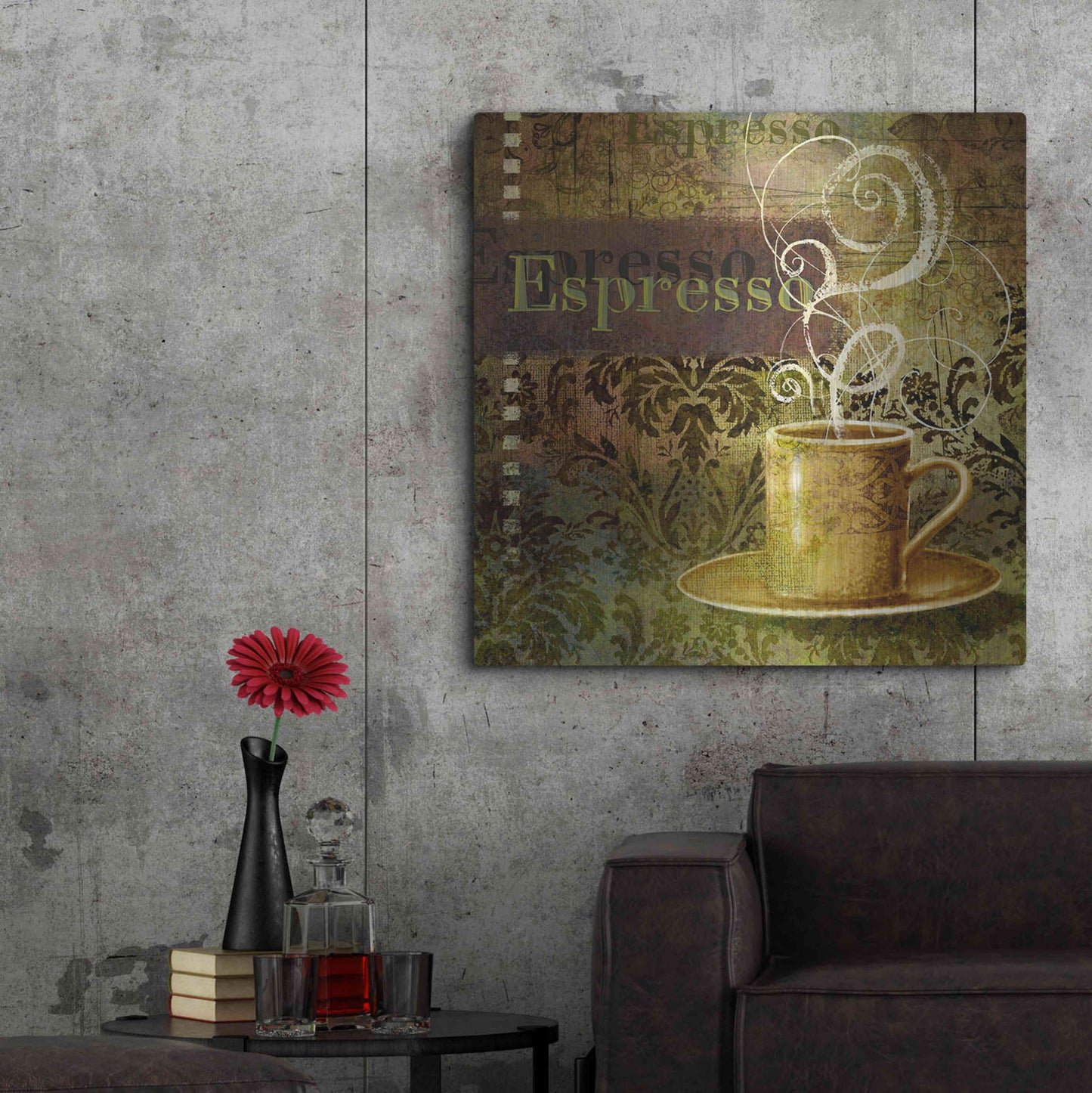 Luxe Metal Art 'Coffee 3 Espresso' by Viv Eisner, Metal Wall Art,36x36