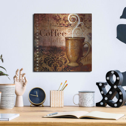 Luxe Metal Art 'Coffee 4 Coffee' by Viv Eisner, Metal Wall Art,12x12