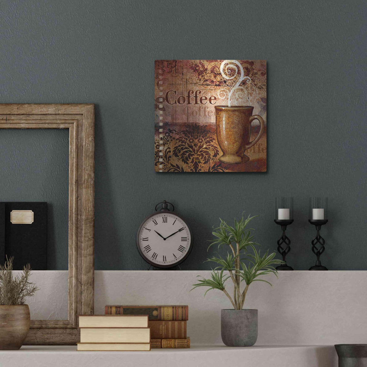 Luxe Metal Art 'Coffee 4 Coffee' by Viv Eisner, Metal Wall Art,12x12