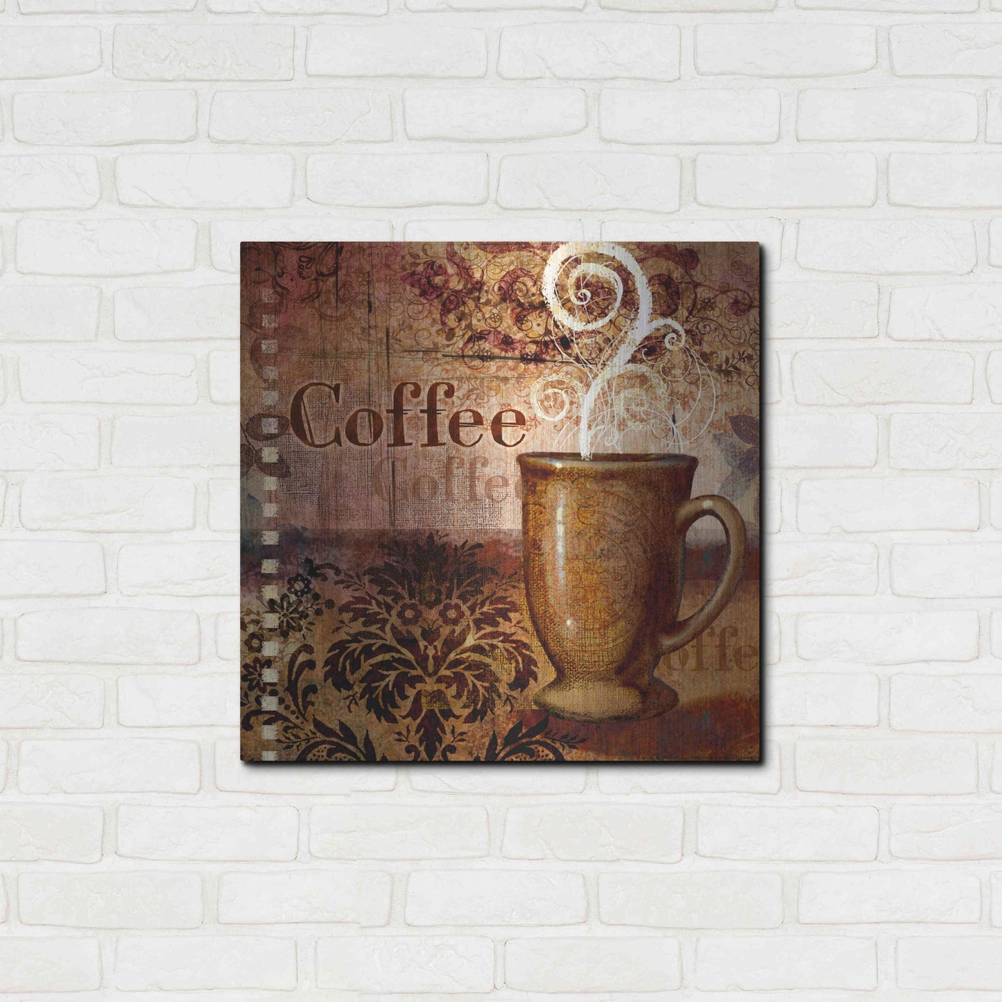 Luxe Metal Art 'Coffee 4 Coffee' by Viv Eisner, Metal Wall Art,24x24