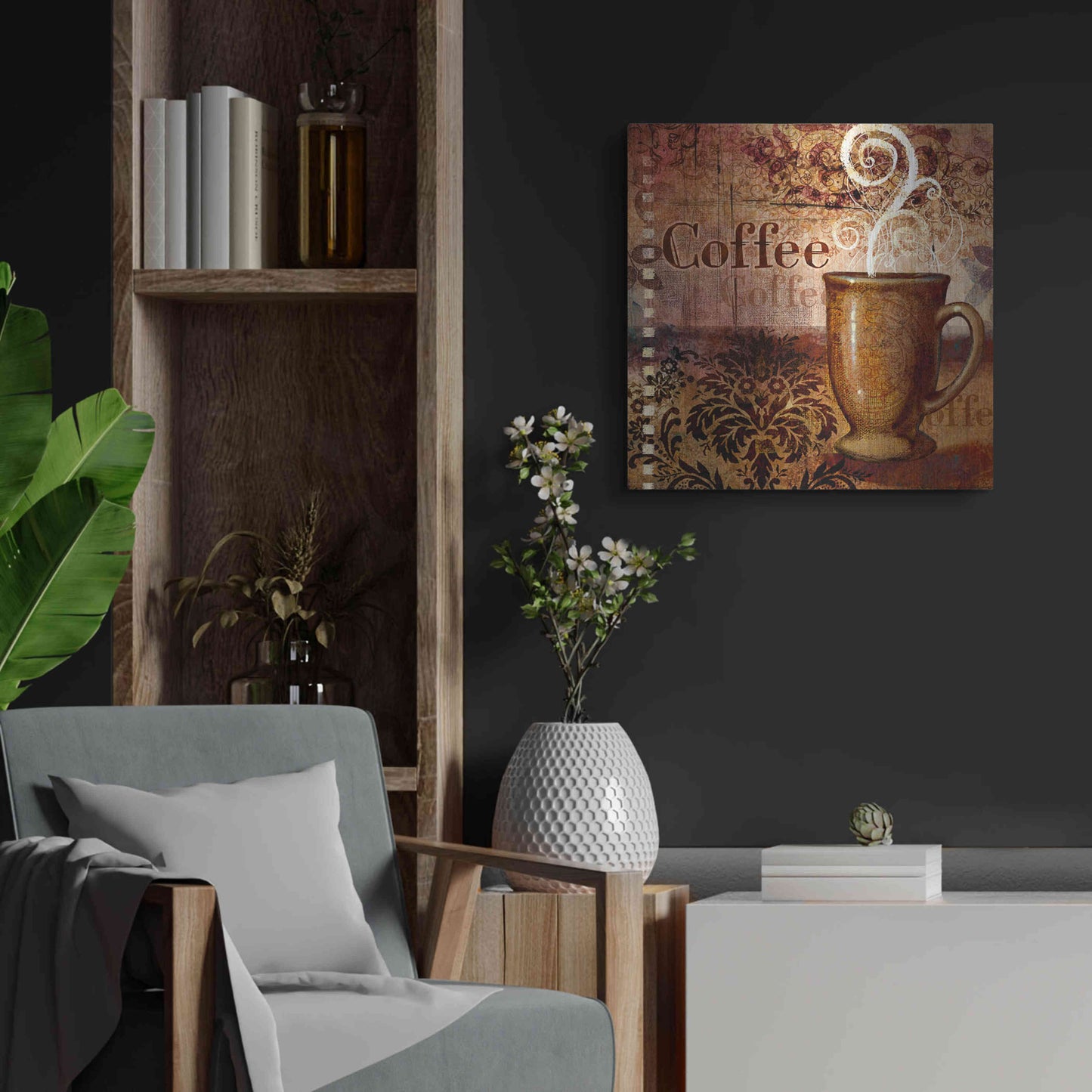 Luxe Metal Art 'Coffee 4 Coffee' by Viv Eisner, Metal Wall Art,24x24