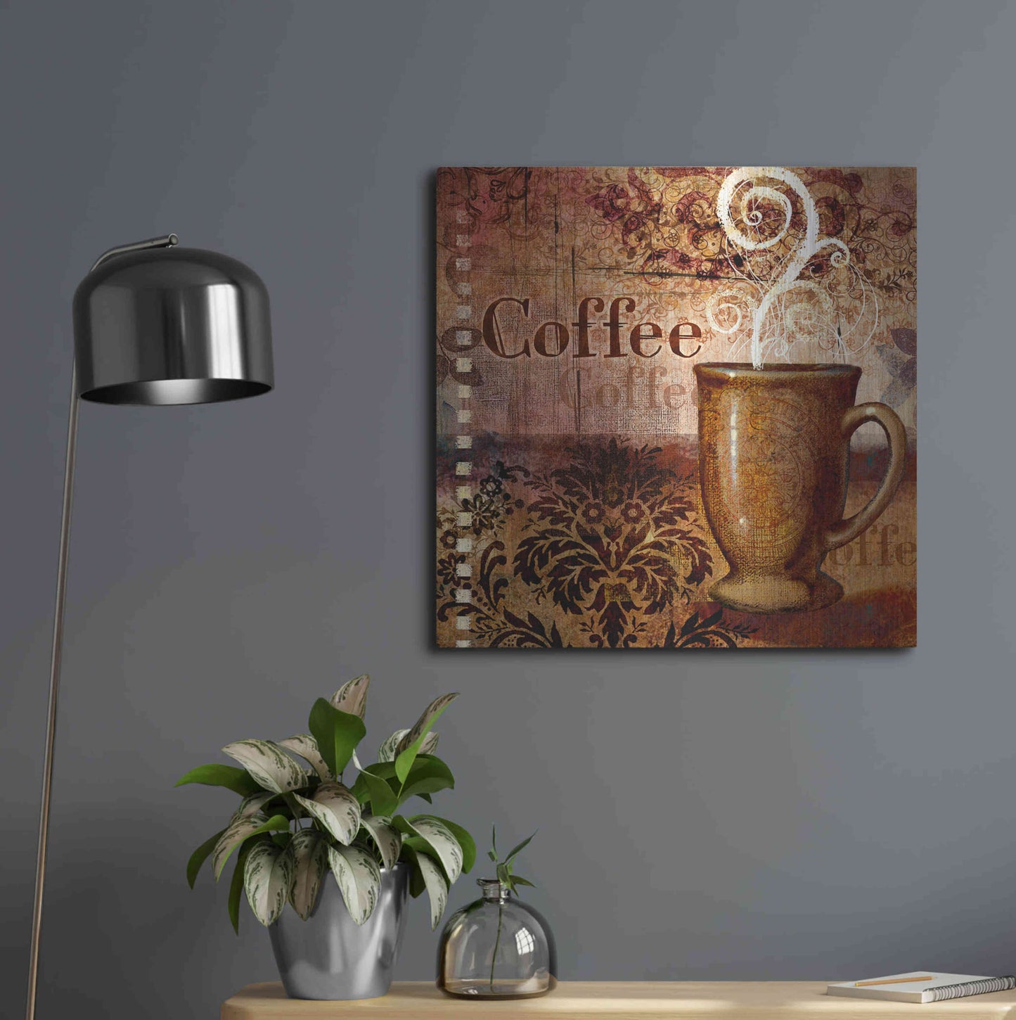 Luxe Metal Art 'Coffee 4 Coffee' by Viv Eisner, Metal Wall Art,24x24