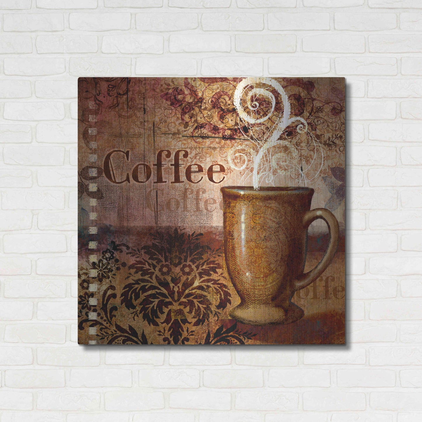 Luxe Metal Art 'Coffee 4 Coffee' by Viv Eisner, Metal Wall Art,36x36