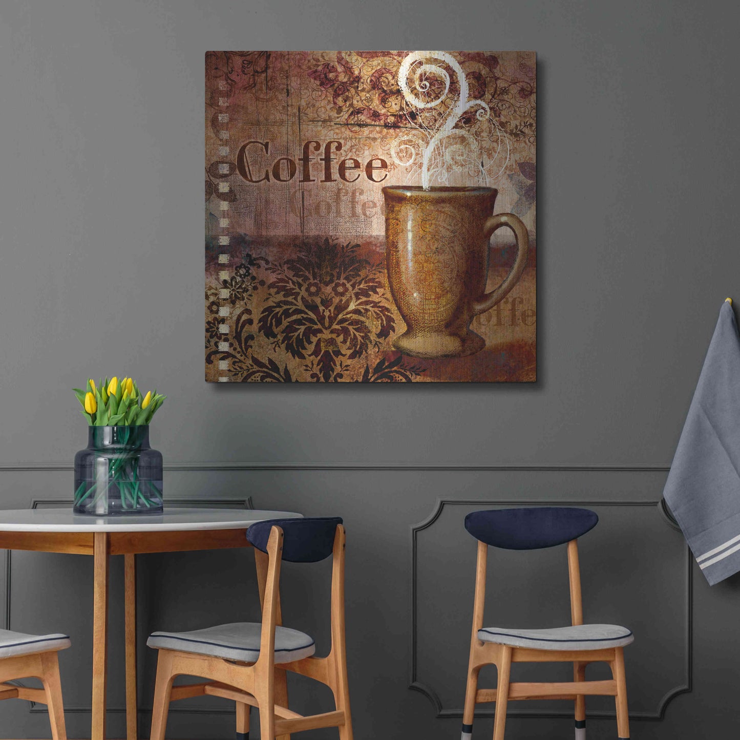 Luxe Metal Art 'Coffee 4 Coffee' by Viv Eisner, Metal Wall Art,36x36