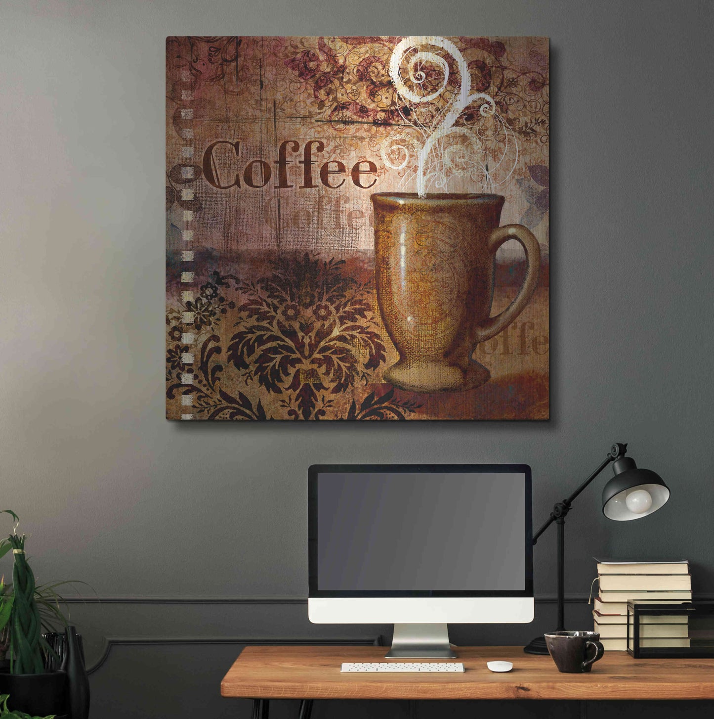 Luxe Metal Art 'Coffee 4 Coffee' by Viv Eisner, Metal Wall Art,36x36