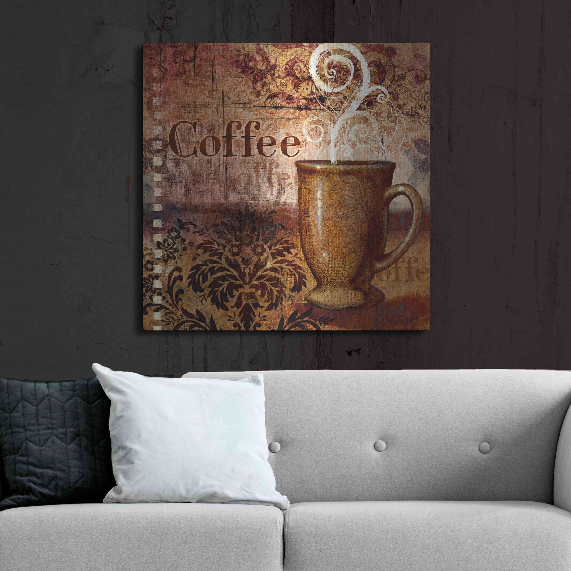 Luxe Metal Art 'Coffee 4 Coffee' by Viv Eisner, Metal Wall Art,36x36