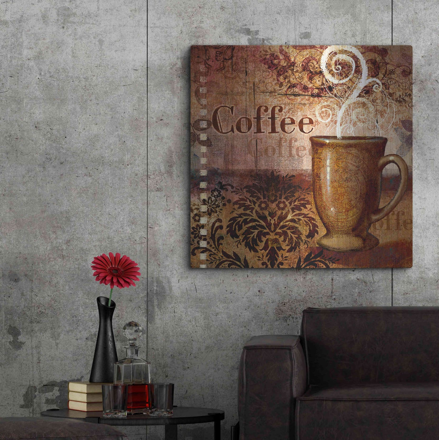 Luxe Metal Art 'Coffee 4 Coffee' by Viv Eisner, Metal Wall Art,36x36