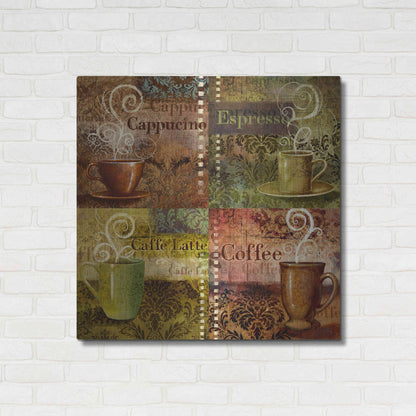 Luxe Metal Art 'Coffee 5 Four Coffees' by Viv Eisner, Metal Wall Art,36x36