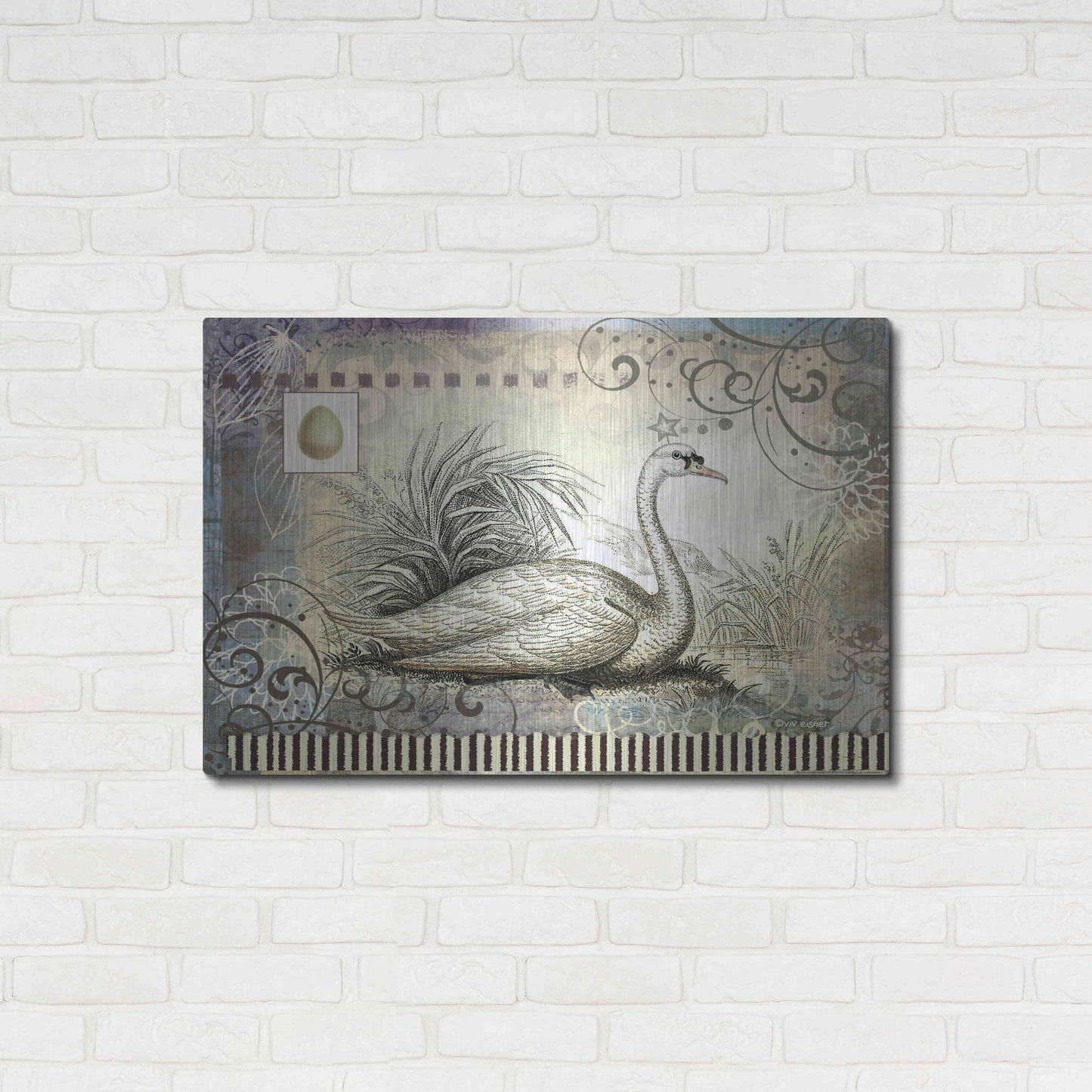 Luxe Metal Art 'Swan' by Viv Eisner, Metal Wall Art,36x24