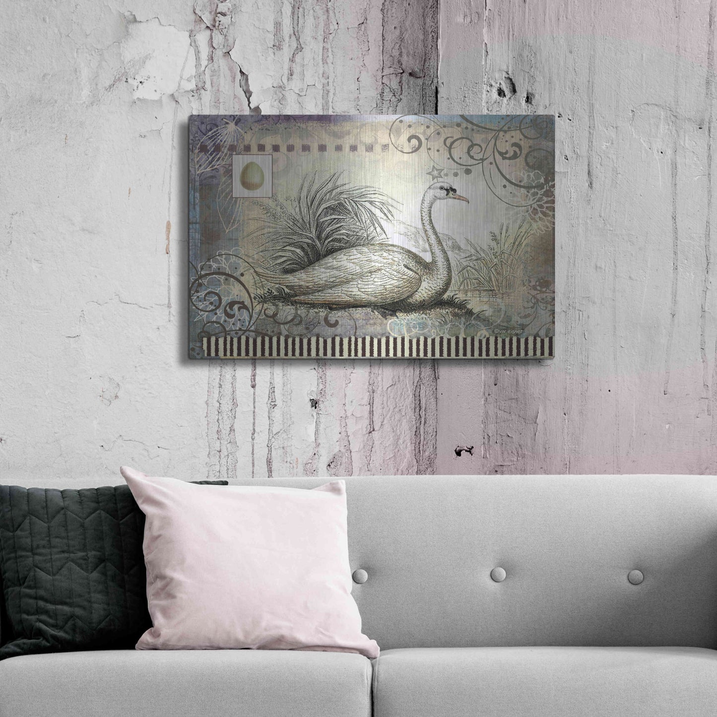 Luxe Metal Art 'Swan' by Viv Eisner, Metal Wall Art,36x24